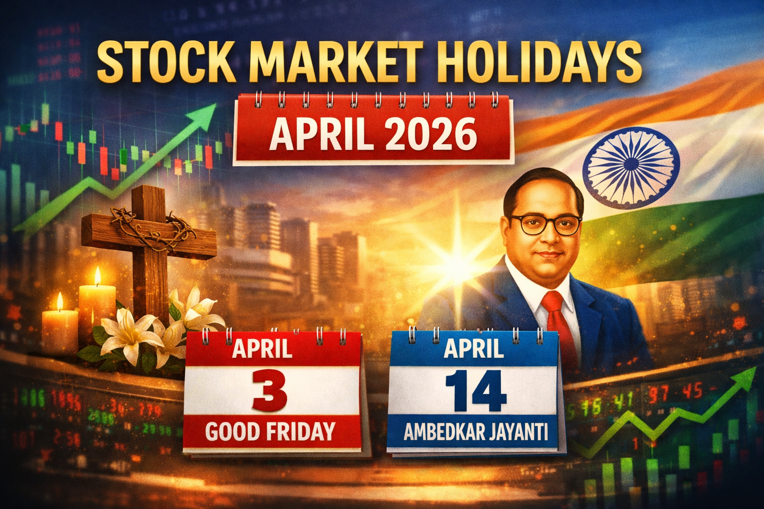 The Indian stock market will remain closed on two occasions in April 2026. Trading on the National Stock Exchange of India and Bombay Stock Exchange will be suspended on April 3 for Good Friday and April 14 for Ambedkar Jayanti. Investors should keep these dates in mind while planning their trading activities