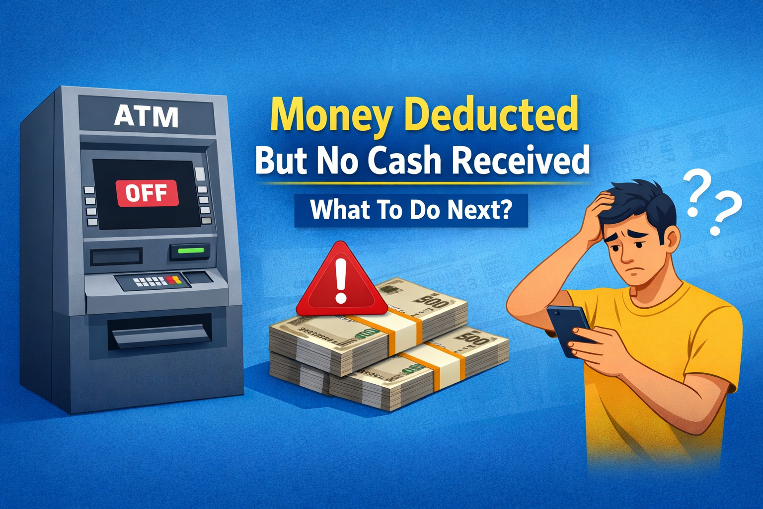 Facing a situation where money is deducted from the ATM but cash is not received can be stressful for anyone. This guide explains why ATM withdrawal failures happen, what steps you should take immediately, how to file a complaint with your bank, and how long it usually takes to get your money back. Learn the simple process to resolve ATM transaction problems and protect your money.