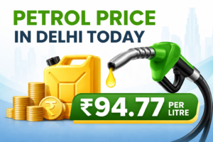 Petrol price in Delhi today is about ₹94.77 per litre. Fuel prices in India are updated daily based on global crude oil prices, taxes, and other factors.