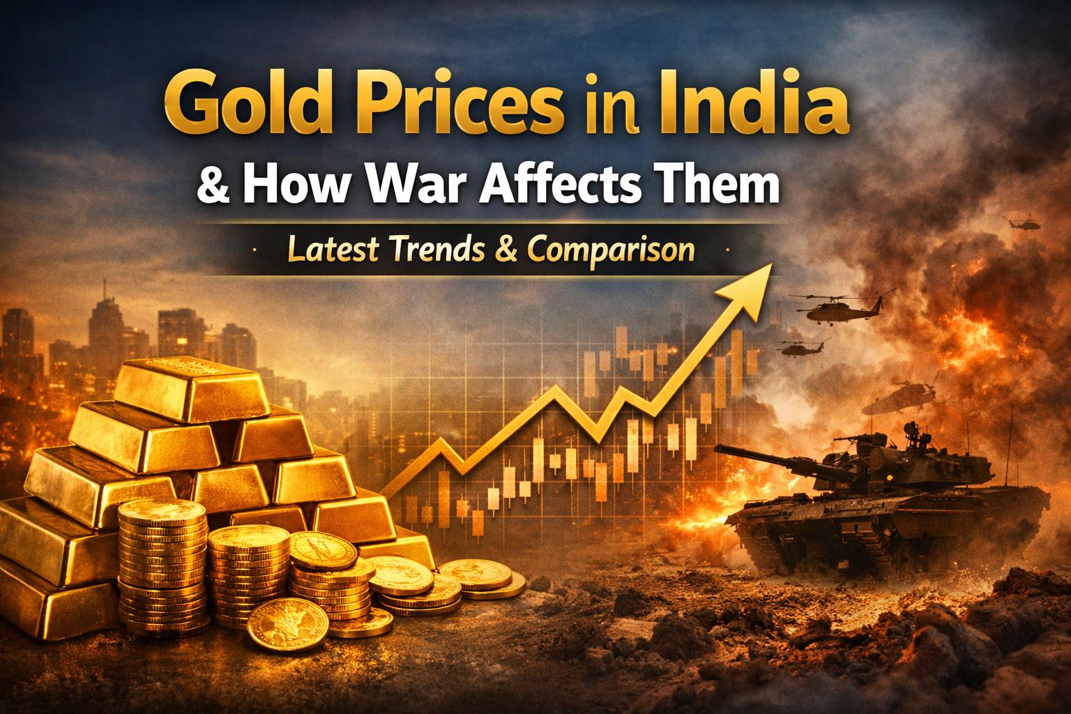 Gold prices in India have been rising amid global tensions and economic uncertainty. In this article, we analyze the latest gold price trends, compare them with last month’s rates, and explain how wars and geopolitical conflicts influence gold prices and investor behavior.