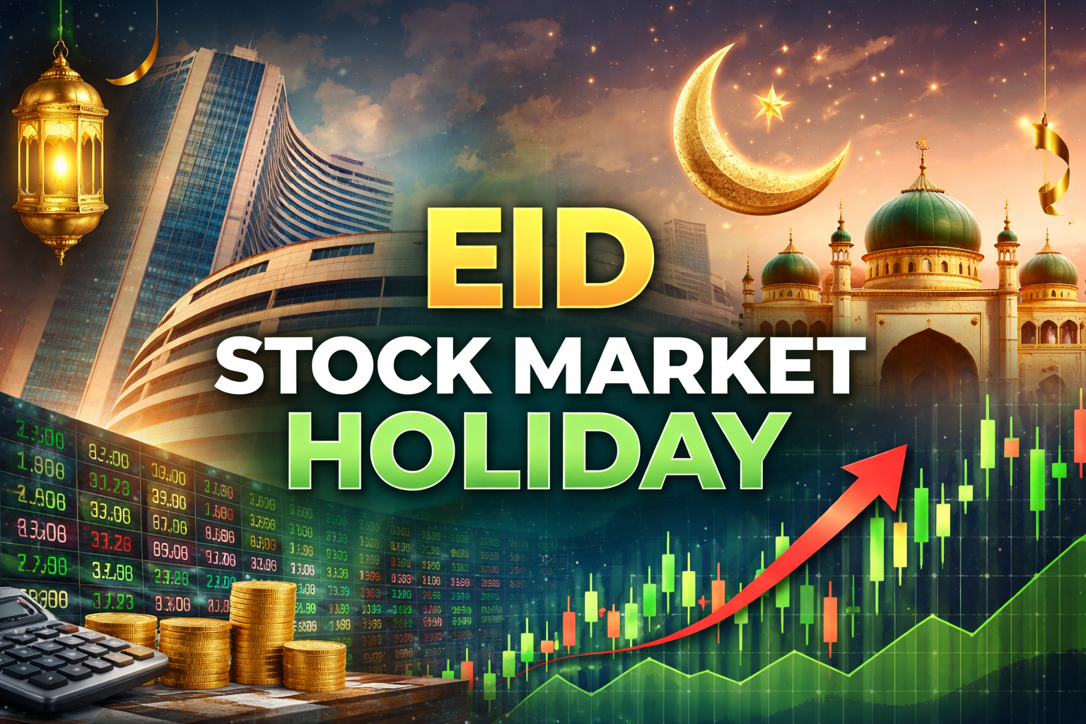 The Indian stock market remains closed on Eid al-Fitr as part of the official trading holiday calendar. Both the National Stock Exchange of India and Bombay Stock Exchange suspend trading for the day, giving investors a break while the country celebrates the festival. Learn how the Eid market holiday affects trading and what investors should know before the market reopens.