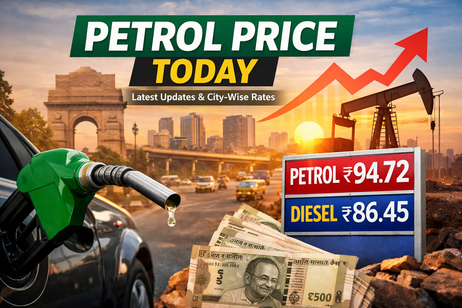 Petrol prices in India are revised regularly based on global crude oil rates, government taxes, and currency exchange rates. In this article, check the latest petrol prices in major Indian cities and understand the key reasons behind daily fuel price changes and their impact on consumers.